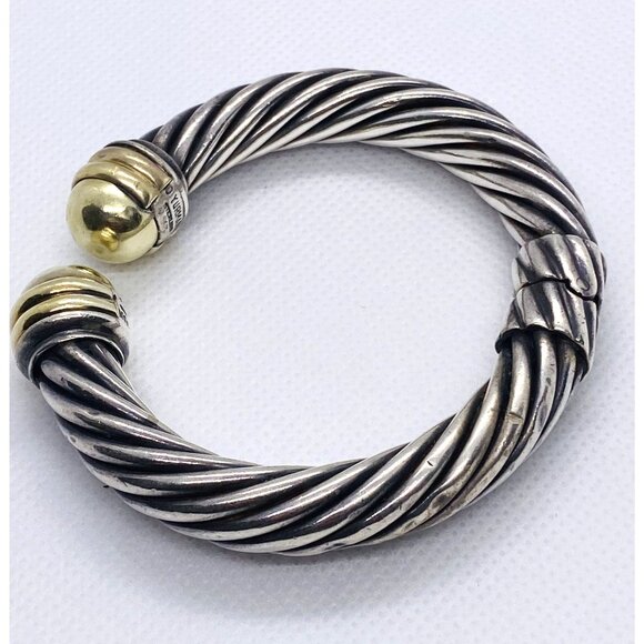 David Yurman Dome Cuff Bracelet Sterling Silver 925 14K 585 - Picture 11 of 11